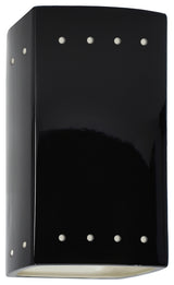 Ambiance Small Rectangle Perfs Outdoor Wall Sconce, Open, Black, White, E26