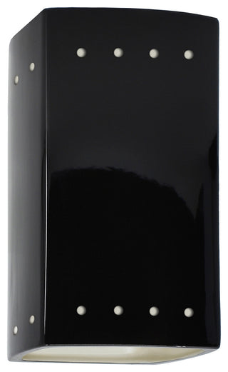 Ambiance Small Rectangle Perfs Outdoor Wall Sconce, Open, Black, White, E26