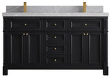 Paris 60" Double Sink Bathroom Vanity, Black 2" Pearl Gray