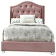 Benzara BM252760 Twin Bed With Button Tufted Arched Headboard, Pink