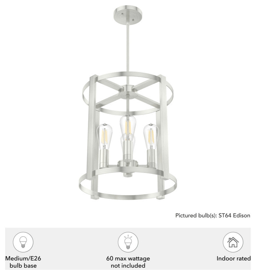 Hunter 16" Astwood Brushed Nickel 4-Light Chandelier Ceiling Light Fixture