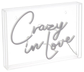 Crazy, Love 14" X 10" Acrylic Box USB Operated LED Neon Light, Red