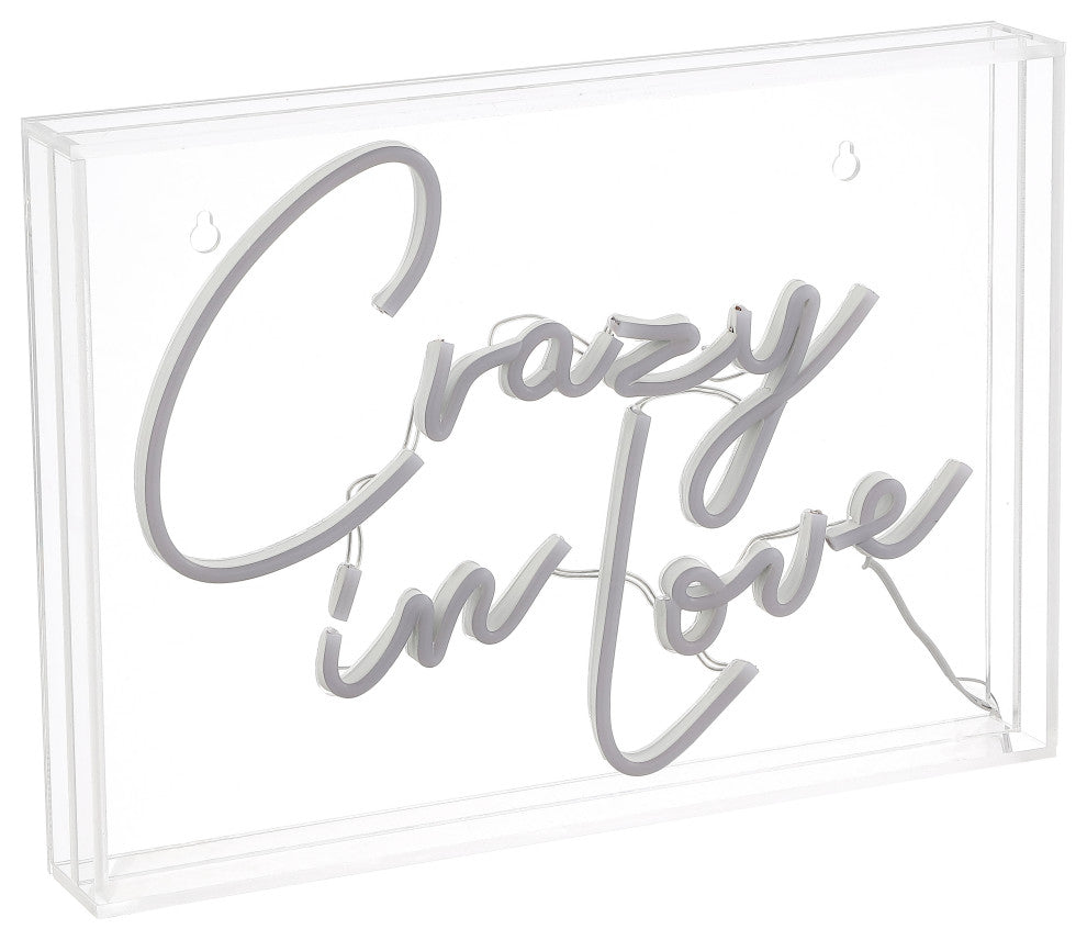 Crazy, Love 14" X 10" Acrylic Box USB Operated LED Neon Light, Red