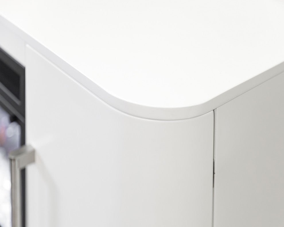 Modern 84" Fireplace Console Entertainment, White