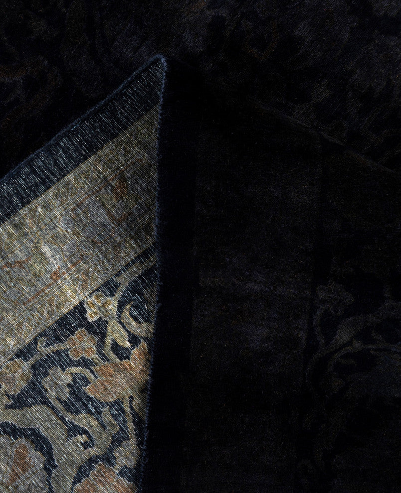Overdyed One-of-a-Kind Hand-Knotted Area Rug Black, 8' 2" x 10' 1"