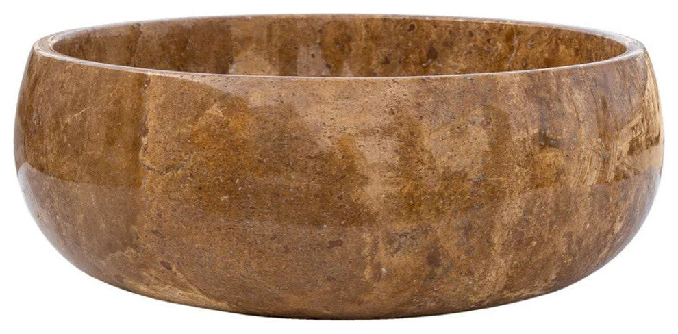 Noce Brown Travertine Natural Stone Vessel Sink Polished (D)16" (H)6"