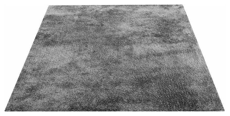 HAND TUFTED SHAG POLYESTER ECO-FRIENDLY AREA RUGS, Silver Color, Solid Design