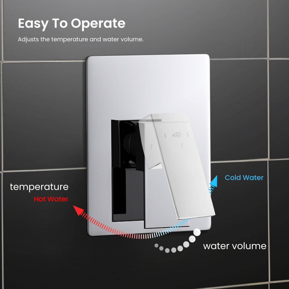 Cube 2-Function Shower Column, Rough, Valve, Chrome