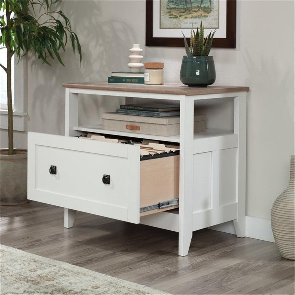 Sauder August Hill Engineered Wood Lateral File Cabinet in Glacier White