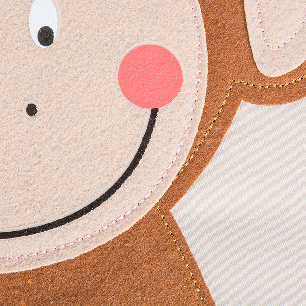 DII Polyester Kid Felt-Stitched Cube Monkey Square With Lid 13x13x13"