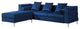 Legend Vansen 104" Modern Wood & Velvet Fabric Sofa with Ottoman in Blue