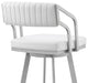 Scranton 26" Swivel White Faux Leather/Silver Metal Bar Stool
