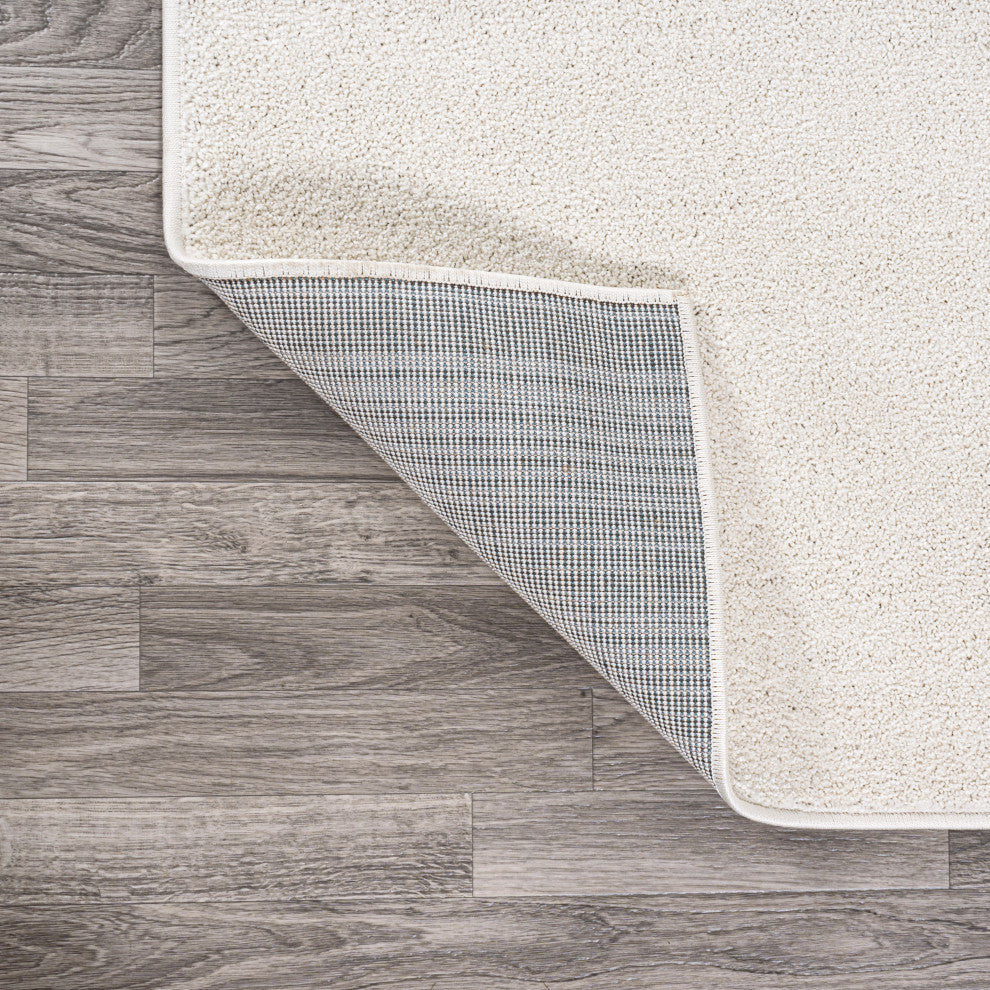 Haze Solid Low-Pile Runner Rug, Cream, 3 X 5