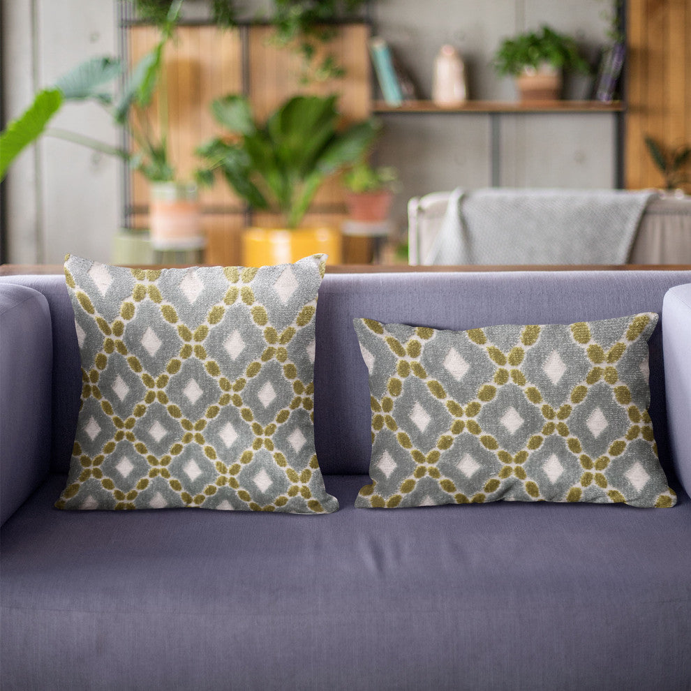 Plutus Velvet Majestic Blue, Citrine, Cream Handmade Luxury Pillow, 20"x26"