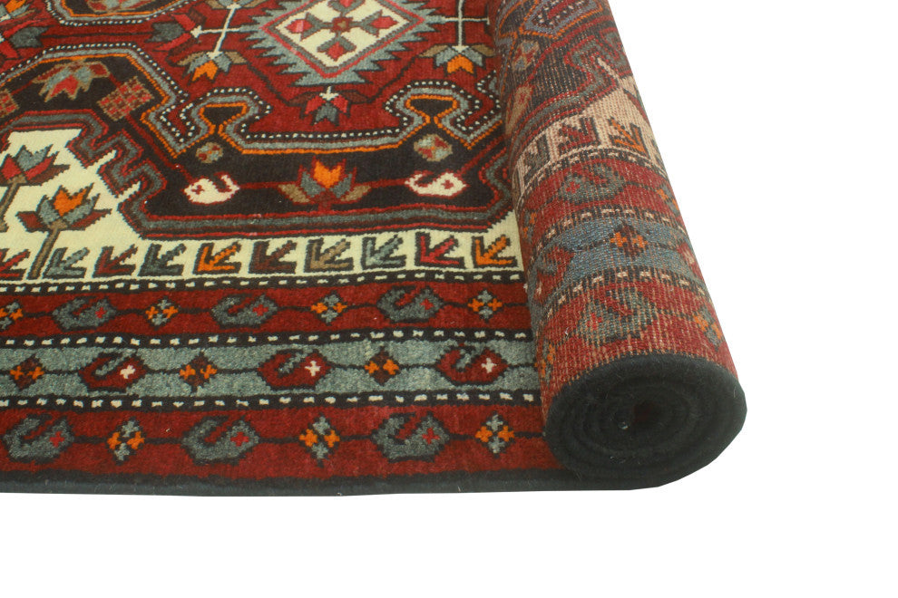 Fine Vintage Distressed Brent Red/Charcoal Runner, 3'8 x 9'10