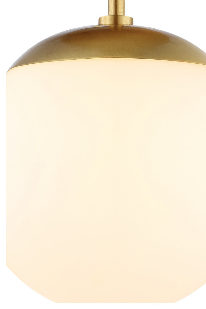 Marcel Bistro 7.75" 1-Light Bohemian Farmhouse LED Semi Flush Mount, Brass/White