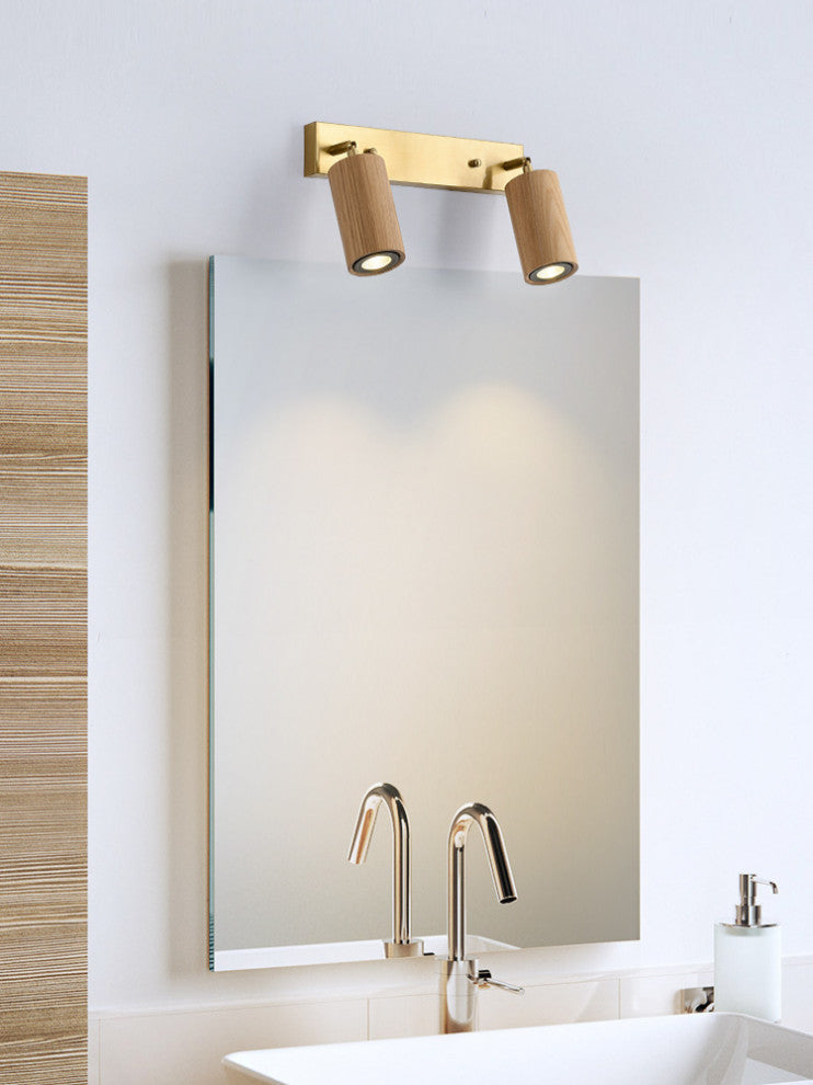 Sevilla | Creative Cylinder Wooden LED Wall Lamp, Light Wood, 2 Heads