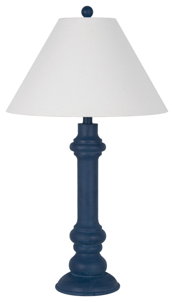 Polyresin 30" Table Lamp with Linen Shade, Navy (Set of 2)