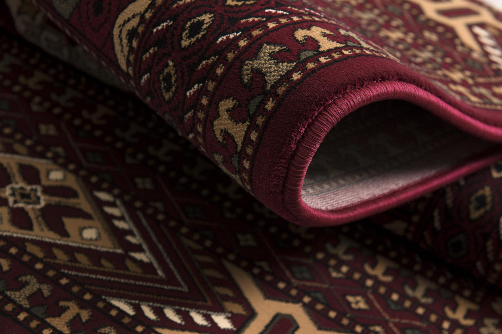 2"x15" Red Eclectic Geometric Pattern Runner Rug