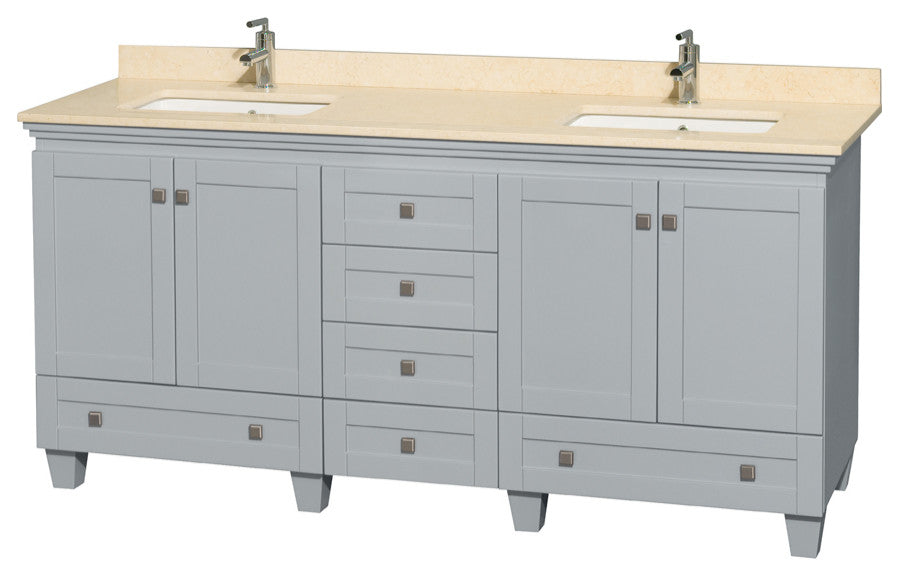 Wyndham WCV800072DOYIVUNSMXX Double Bathroom Vanity with Ivory Marble Top