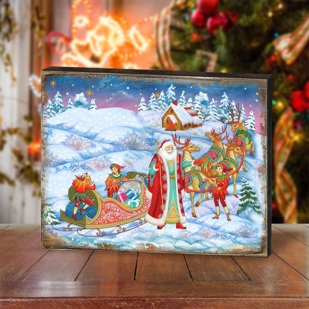 Bellowed Carrier Santa Wooden Wall Art, Oversized, 48"x36"