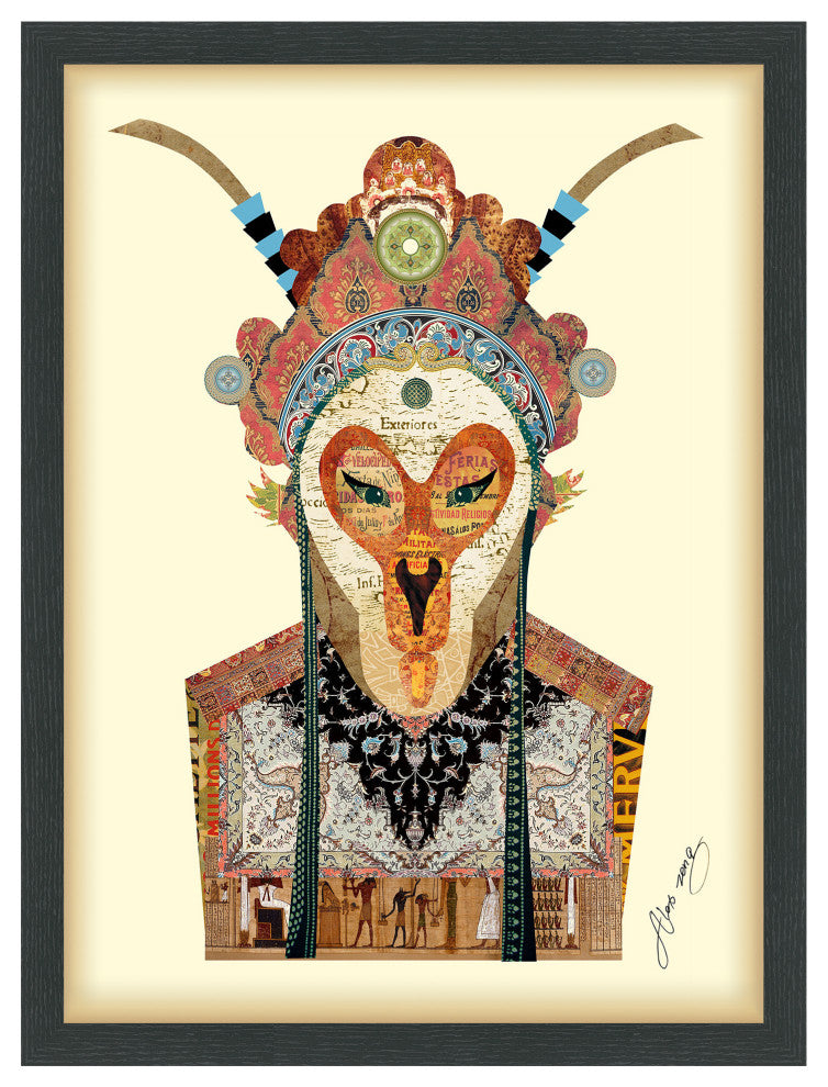 Beijing Opera Mask #1 Dimensional Collage Framed Wall Art Under Glass