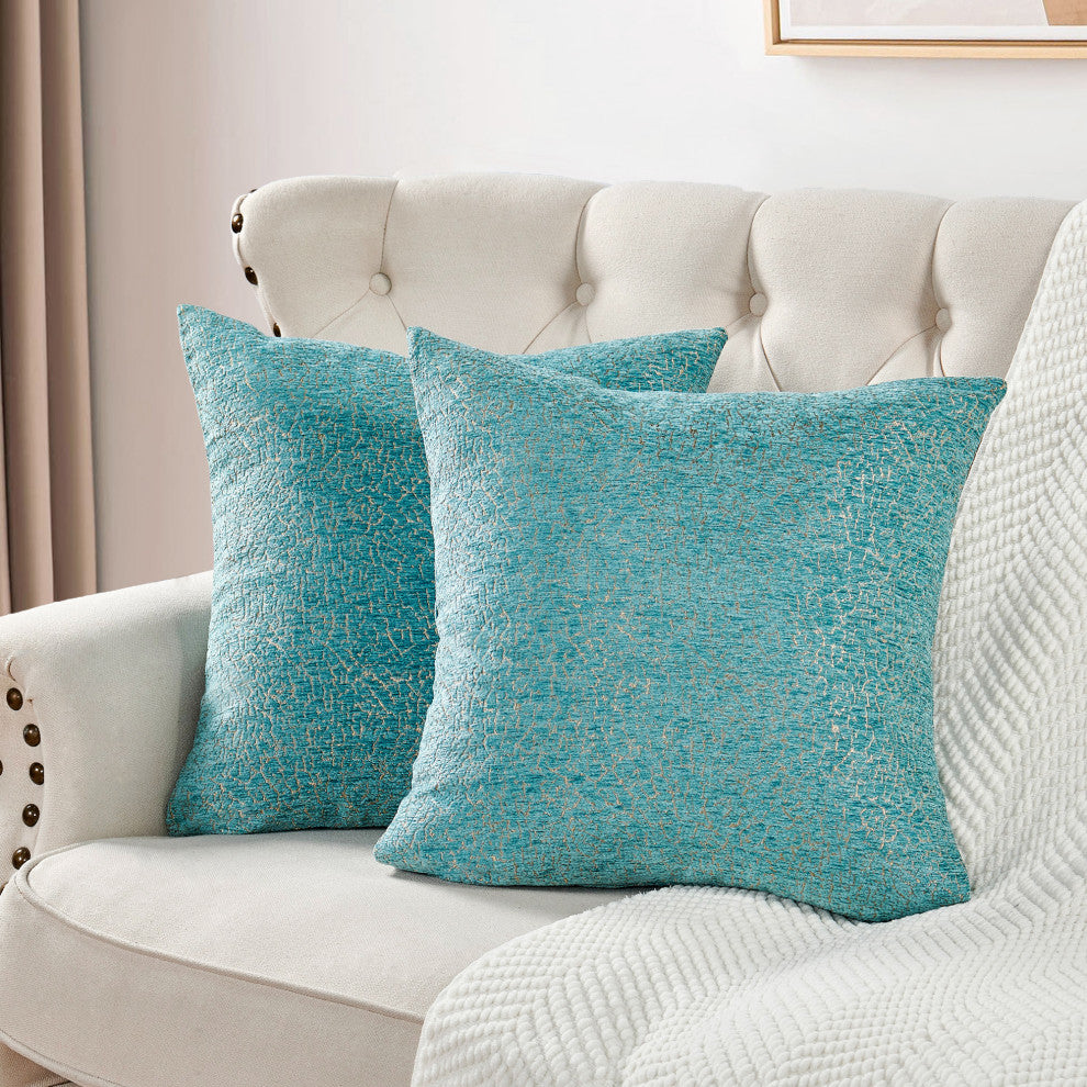 Babati Jacquard Chenille, Set of 2, Turquoise, 20"x20"