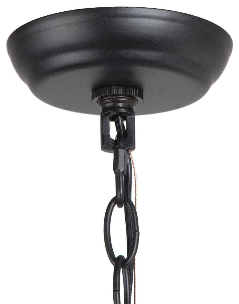 3-Light Distressed White and Matte Black Bohemian/Global Beaded LED Chandelier