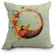 20" Cornicopia Wreath Light Green Fall Print Decorative Throw Pillow