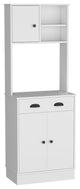 Powell Kitchen Pantry With 2 Cabinets, 2 Open Shelves, and Drawer, White