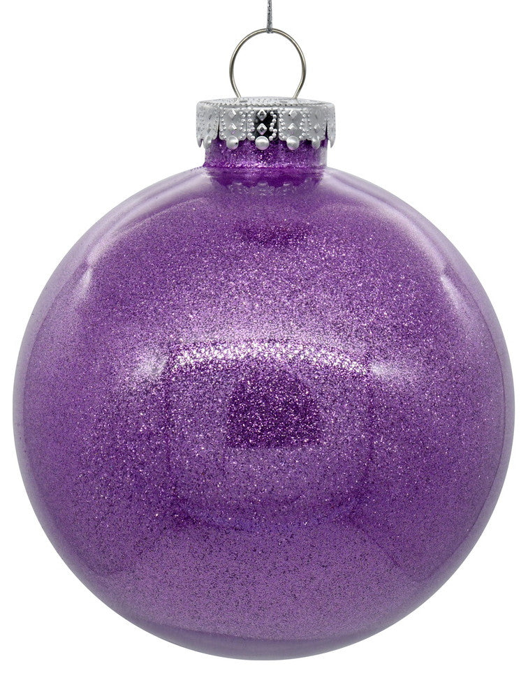 Clear Ornament With Glitter Interior , Lavender, 6"