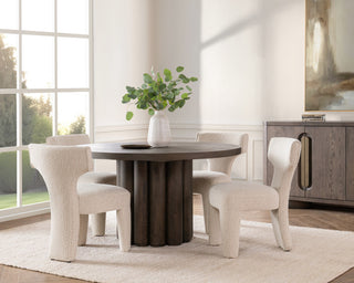 Tiber Oak Wood Round Dining Table, 55", Toasted Brown
