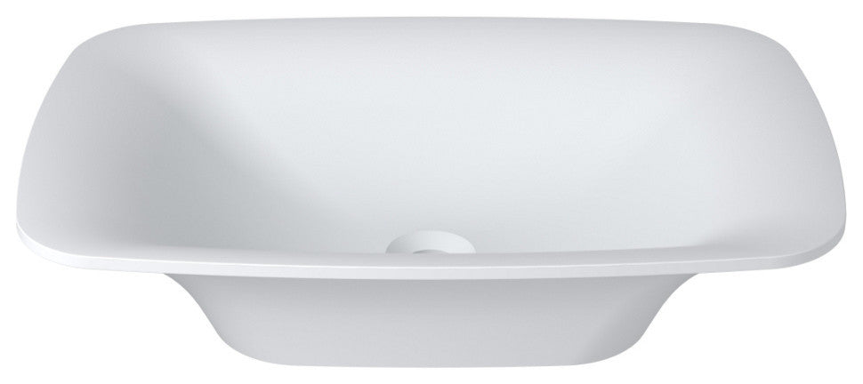 Polystone Rectangular Vessel Bathroom Sink, Glossy White, No Faucet