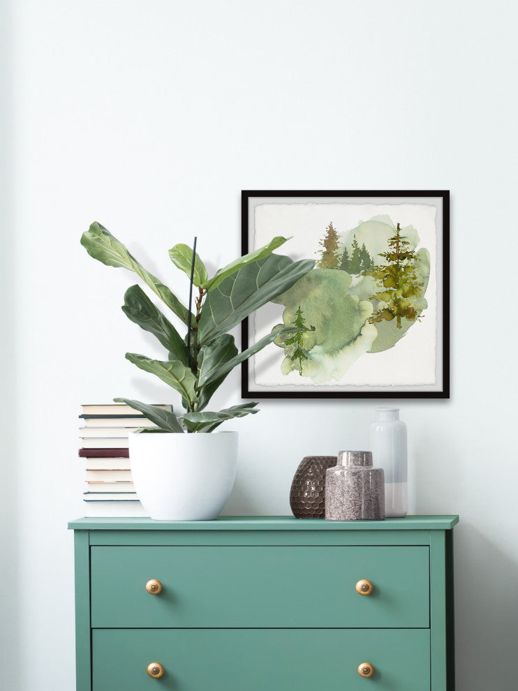 "Green Winter" Framed Painting Print, 24x24