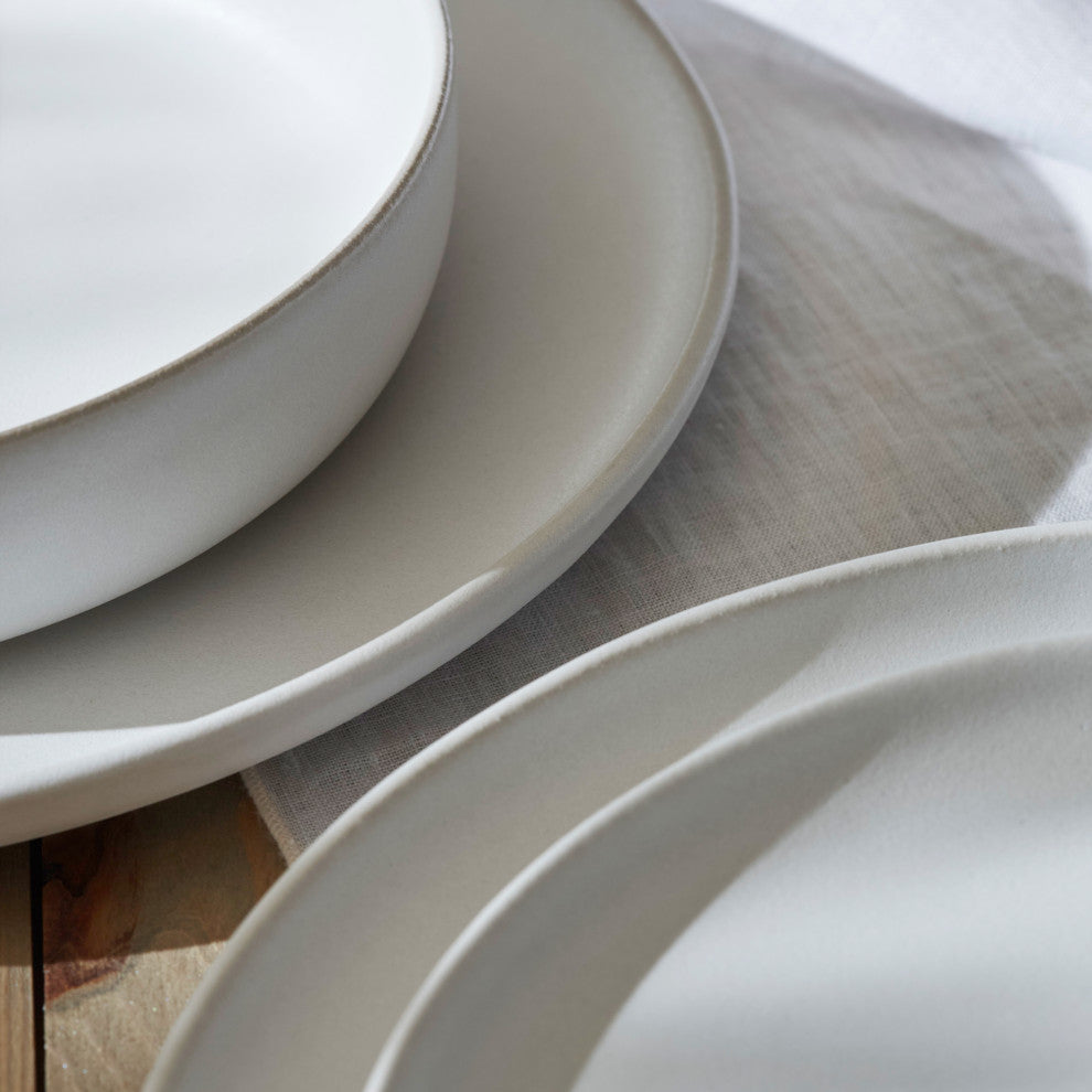 Porto by Stone Lain Macchio Stoneware Dinnerware Set, White Matte, 24-Piece