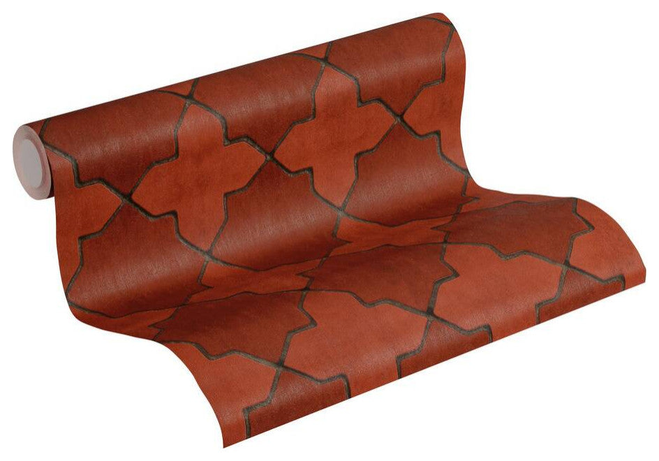 Mosaic Textured Wallpaper Featuring Star Shaped Tile, 374211