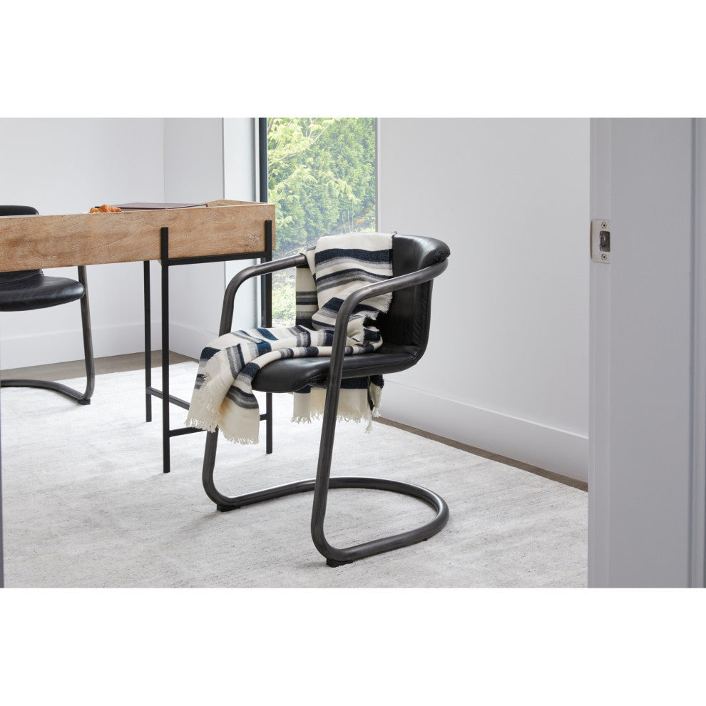 Freeman Dining Chair Onyx Black Leather, Set of 2