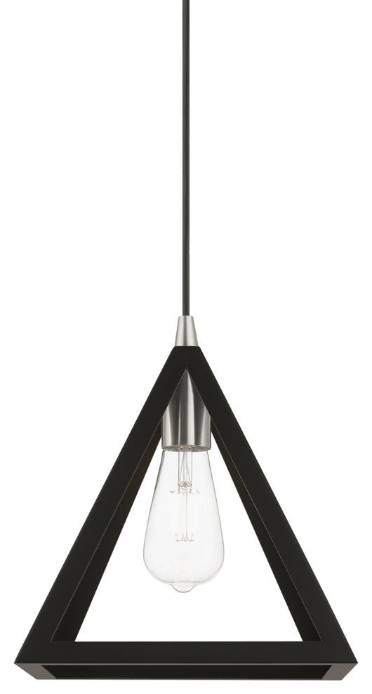 Pinnacle 1 Light Black With Brushed Nickel Accents Pendant