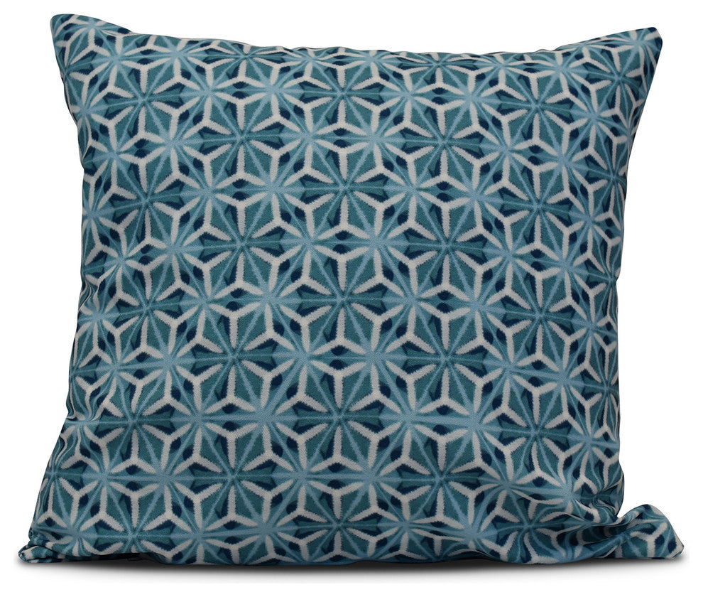 Water Mosaic, Geometric Print Pillow, Teal, 26"x26"