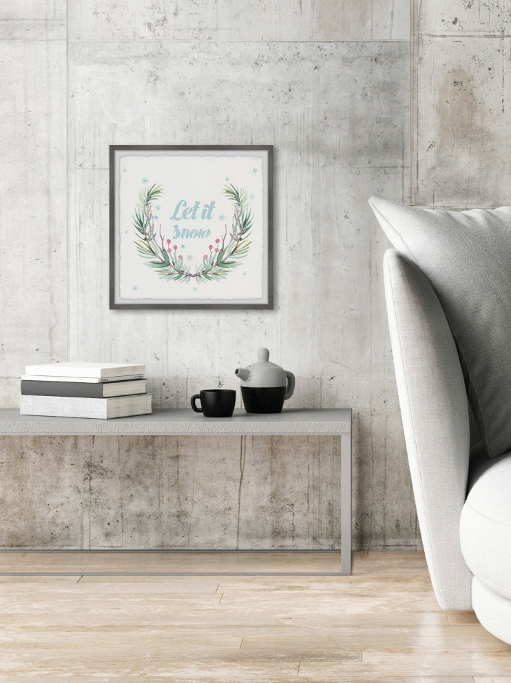 "Let It Snow Wreath" Framed Painting Print, 32x32