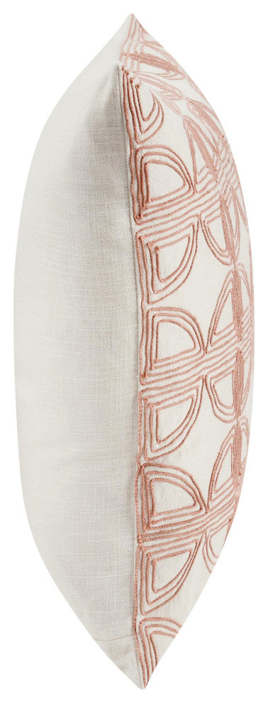 Baia 22" Embroidered Belgian Linen Throw Pillow