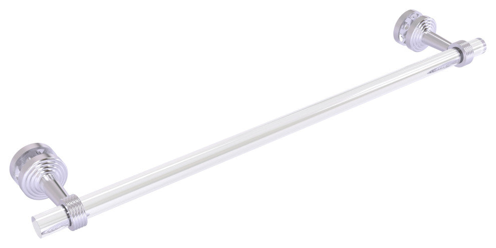 Pacific Beach 24" Shower Door Towel Bar with Groovy Accents, Satin Chrome