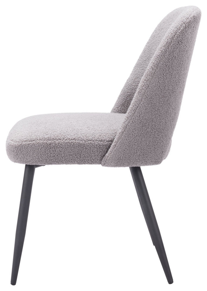 Dining Chair, Set of 2, Steel Metal, Fabric, Gray, Black, Cafe Bistro