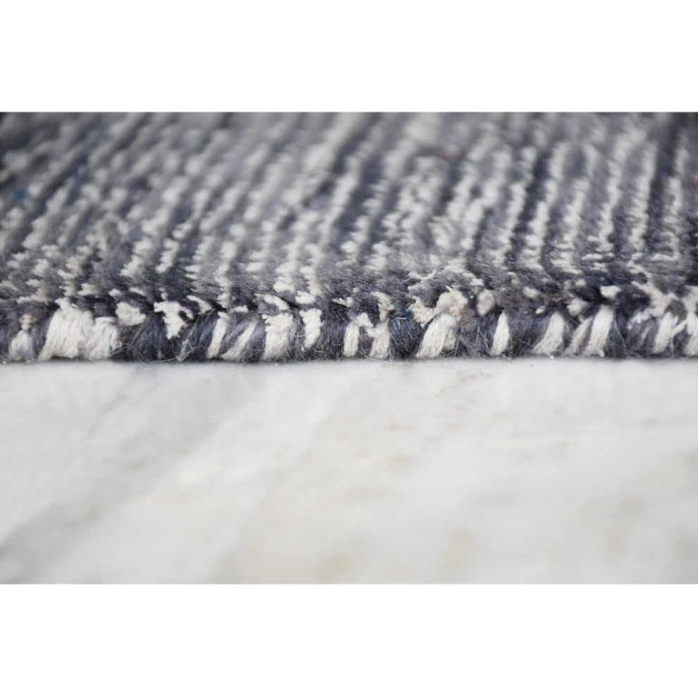HAND KNOTTED LOOM SILK ECO-FRIENDLY RUGS-8'x11',Rectangle,White Charcoal,Solid