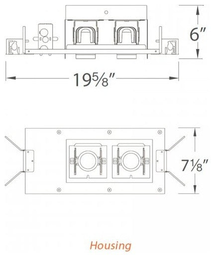 LED Precision Multiple Two-Light New Construction IC Rated Housing, 2700K Flood