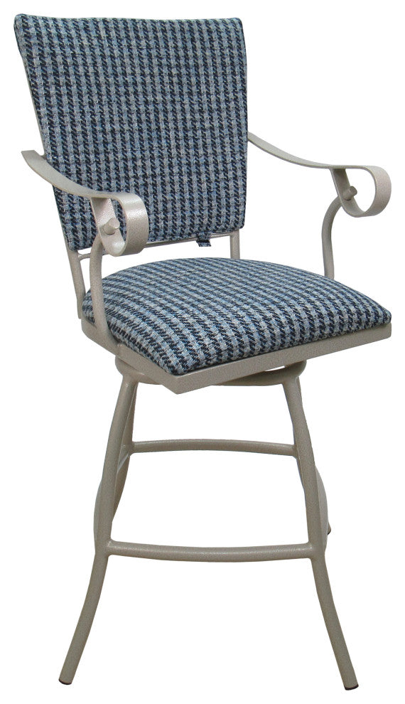 Outdoor/Indoor Jenna Bar Stool Beige Back Pad, Coco Indigo Blue, Beige, 35"
