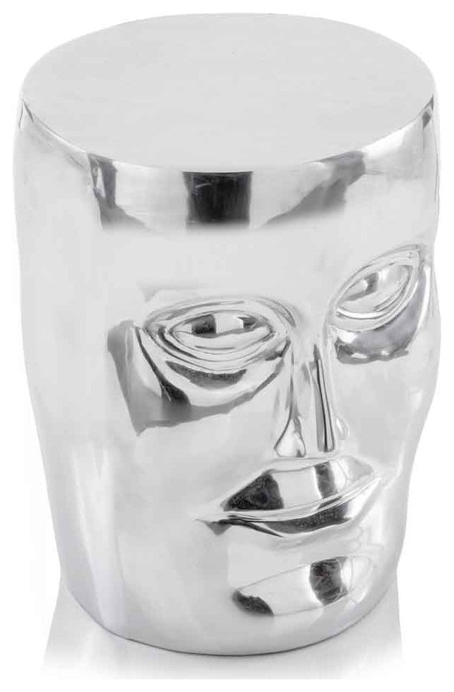 HomeRoots 13" x 13" x 18" Silver Aluminum Face Stool