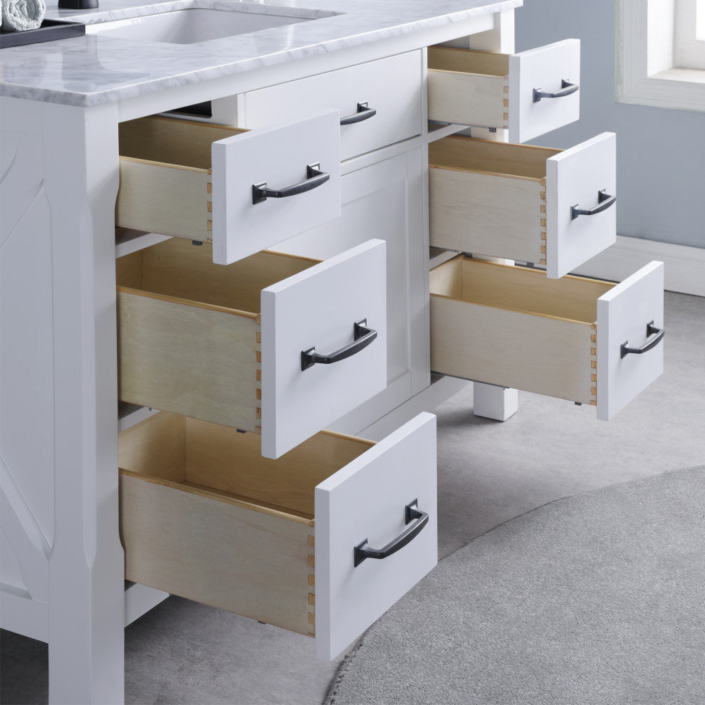 Maribella White Bathroom Vanity Set, 48", Without Mirror