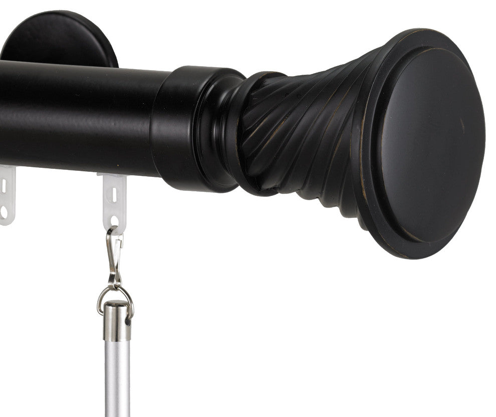 Deco Traverse Rod 2 With Elfin Finial, Black, 48