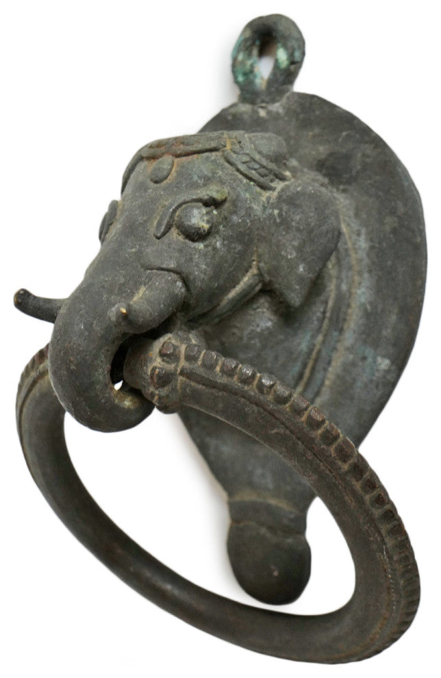 Consigned Old Bronze Elephant Door Knocker